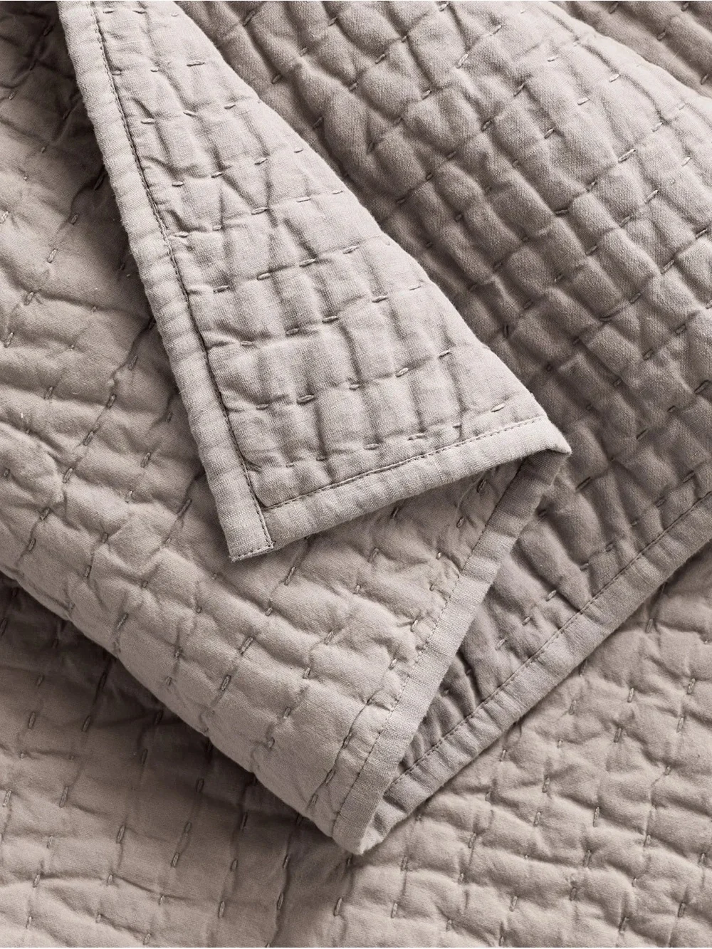 Quince European Linen Cotton Stitch Quilt Beige Queen NWT $300